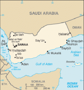 Central Intelligence Agency map of Yemen.