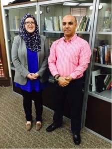 Dale J. Correa, MES Librarian, and Mahjoub Zweiri, professor of history at QU.