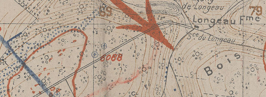crop of annotated map of Vigneulles-B, France from 1918.